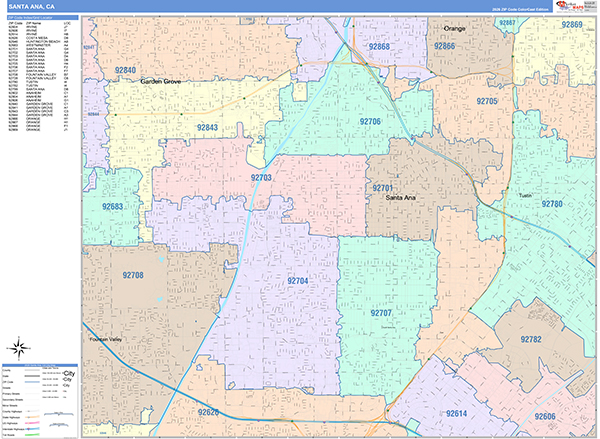 Santa Ana Map Color Cast Style